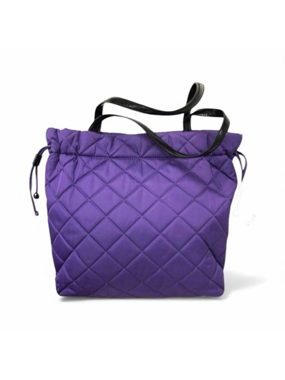 Michael Michael Kors Quilted Nylon Tote Purple Black Patent Leather Handles EUC - Picture 1 of 10